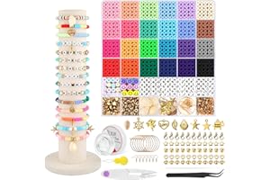 FOREDOO Perline Piatte Rotonde Argilla Polimerica 5155 Pezzi 6mm perline piatte per Fare braccialetti, Braccialetti Kit, Collana Adulti Bambini Gioielli Kit Regali Artigianato Creazione Fai da Te