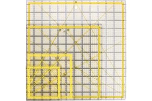 Suwimut Set of 6 Acrylic Quilting Ruler, Transparent Square Quilter Ruler Fabric Cutting Ruler Clear Acrylic Ruler Ironing Ruler with Double Colored Grid Lines for Quilting, Sewing