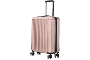 R.Leone Valigia Ryanair 55x40x20 cm Trolley Bagaglio a mano 4 Ruote Autonomo in ABS 2208 (Rose Gold, S Bagaglio mano 55x40x20cm)