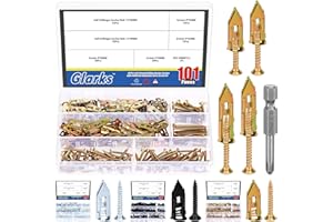Glarks 201pcs Drywall ancres auto-forage avec ensemble de vis, 100pcs en acier au carbone creux ancre mur vissage vis avec 100pcs vis et 1pcs PH2 bit kit pour aucun forage ou trous dans le mur