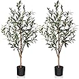 Kazeila Artificial Olive Tree 90cm Large Artificial Plant Indoor with Fruits Fake Silk Olive Plant in Pot for Home Decoration(2Pack)