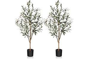 Kazeila Artificial Olive Tree 90cm Large Artificial Plant Indoor with Fruits Fake Silk Olive Plant in Pot for Home Decoration(2Pack)
