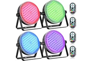 Oloaxolx Juego de 4 focos LED Par de 120 W, 60 ledes, con mando a distancia, RGBW 4 en 1, 8CH/DMX512, LED Luces de escenario Foco de discoteca Luz de fiesta para bodas, bares, clubes, decoración