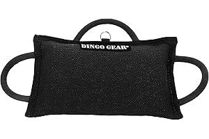 DINGO GEAR WWW.DINGOGEAR.COM 1977 DINGO GEAR Dog Training Tug Bite Pillow for K9 Training, Obedience, IGP, Special Forces Dogs Bite Sessions, Reinforced Wedge with 3 Handles, Handmade, French Material - Black (S00522)