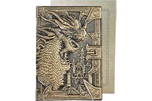 YHH Skórzany dziennik DIN A5, w linie, w linie, twarda okładka, tłoczone, 200 stron, dziennik podróży, pomysły na notebook dla dorosłych, dzieci, najlepszego przyjaciela, smok 3D, brąz