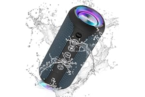 Ortizan X10 Speaker Bluetooth Portatile-Cassa Altoparlante Bluetooth Waterproof IPX7-Con Luce,Fino a 30h di Autonomia,3 Effetti Sonori Stereo Hi-Fi Bassi, Vivavoce Microfono-Con AUX, TF(blu navy)