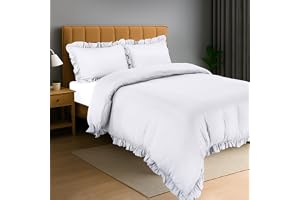 Utopia Bedding Påslakanset Med Volanger - Mjukt Påslakan av Polyester med Mikrofiber 200x200 cm Med 2 Örngott 50x75 cm