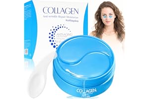 KIYTARBOO Kolagenowe płatki pod oczy, 60 sztuk, z kwasem hialuronowym, przeciwzmarszczkowe, cienie pod oczami, cienie pod oczami, cienie pod oczami, przeciwzmarszczkowe, przeciwzmarszczkowe, nawilżające