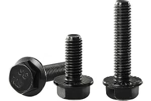 YIIFLY M8 x 40 mm lindade skruvar M8-1,25 10,9 kolstål DIN 6921, – sexkant med fläns, svart galvaniserad, full gänga, 10 styc