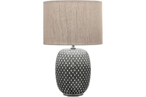 Pauleen 48153 Pretty Classy Lampe luminaire à Poser avec Abat-Jour en Tissu Clair Max 60W E27 foncé 230V Céramique, Gris, Beige