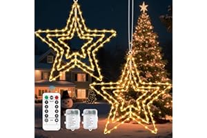 PATEMZON Weihnachtsstern Beleuchtet 85 Led, Weihnachtsbeleuchtung Fenster 8 Modi mit Timer Funktion, Weihnachtsdeko Fenster Hängend Lichter für Außen & Innen Ferien Hochzeit Dekoration (2pcs)