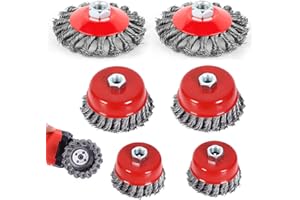 JREHUIG 6 pièces Brosse Metallique, M14 Brosse Conique pour Meuleuse d'angle, Brosses Antirouille de 75 mm et 100 mm de Diamètre, pour Brosse Métallique Meuleuse, Enlèvement de Peinture de Rouille
