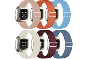 Chinbersky 6 Pièces Bracelet Compatibles avec Fitbit Versa 4 Bracelet/Fitbit Sense Bracelet Femmes Hommes,Réglable Étirement Nylon Sport Bracelet pour Versa 4/Sense 2/Sense,Non compatible avec Versa 3