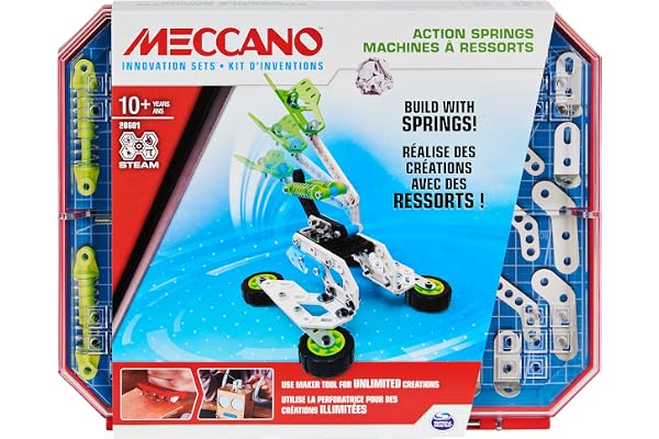 MECCANO - KIT D’INVENTIONS - RESSORTS - Coffret Inventions Avec Ressorts, 2 Outils et 1 Perforatrice Maker Tool - Jeu de Construction - 6053909 - Jouet Enfant 10 Ans et +