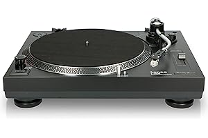 Lenco L-3808 Tocadiscos USB DJ con Direct Drive - 33/45 rpm, sistema de captación magnética, iluminación de aguja y digitalización para PC, Negro