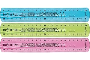Maped - Material Escolar - Twist'n Flex Original - Regla Plana de 20 cm - Doble Graduación - Material Flexible e Irrompible - Diseño Lúdico - 3 Modelos Diferentes