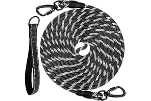 Joytale Correa Larga Perro, Correa Adiestramiento Perro 5/10 / 15/20 Metros, Cuerda para Perros, Correa Resistente para Camping Paseo (Negro 5 Metros)