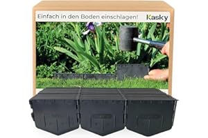 KASKY Leicht zu verarbeitende Rasenkante Kunststoff - Einfach einschlagen, Keine Gräben ausheben - Sehr Stabile & Flexible Beeteinfassung - Unsichtbare Beetumrandung aus recyceltem Plastik - 10,7 m