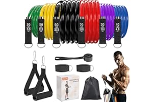 Fitense Resistance Bands Set Men 6PCS - Exercise Bands 270 LBS, Fitness Band with Handles/Door Anchor/Ankle Straps/Bag/Poster, Heavy Resistance Bands for Working Out & Shape Body at Home Gym