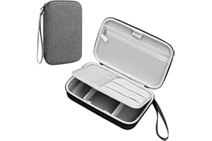 Teskyer Sac Rangement Cable Voyage - Coque Rigide, Imperméable, Meilleure Protection, Grande Capacité, Portable, Voyage Accessoires, 14 x 22 x 6,5 cm, Gris