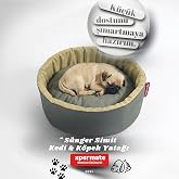 Xpermate S&uuml;nger Simit K&ouml;pek Yuvası K&uuml;&ccedil;&uuml;k Irk K&ouml;pek Yatağı Ve Kedi Yatağı (Antrasit Bej, 45 cm)