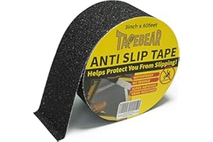 TAPEBEAR Cinta Antideslizante Exterior, 7.5cm*18m, Cinta Adhesiva Antideslizante Escaleras, Cinta Antideslizante de Tracción, Evita Que los Ancianos, Niños y Mascotas Resbalen y se Caigan, Negra