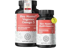 ‎NATURE LOVE NATURE LOVE® Hey Mama Schwangerschaftsvitamine - von Kinderwunsch bis Stillzeit - 3 Monate Reichweite - Folsäure, Omega 3, Vitamine, Mineralstoffe - vegan - laborgeprüft & in Deutschland produziert