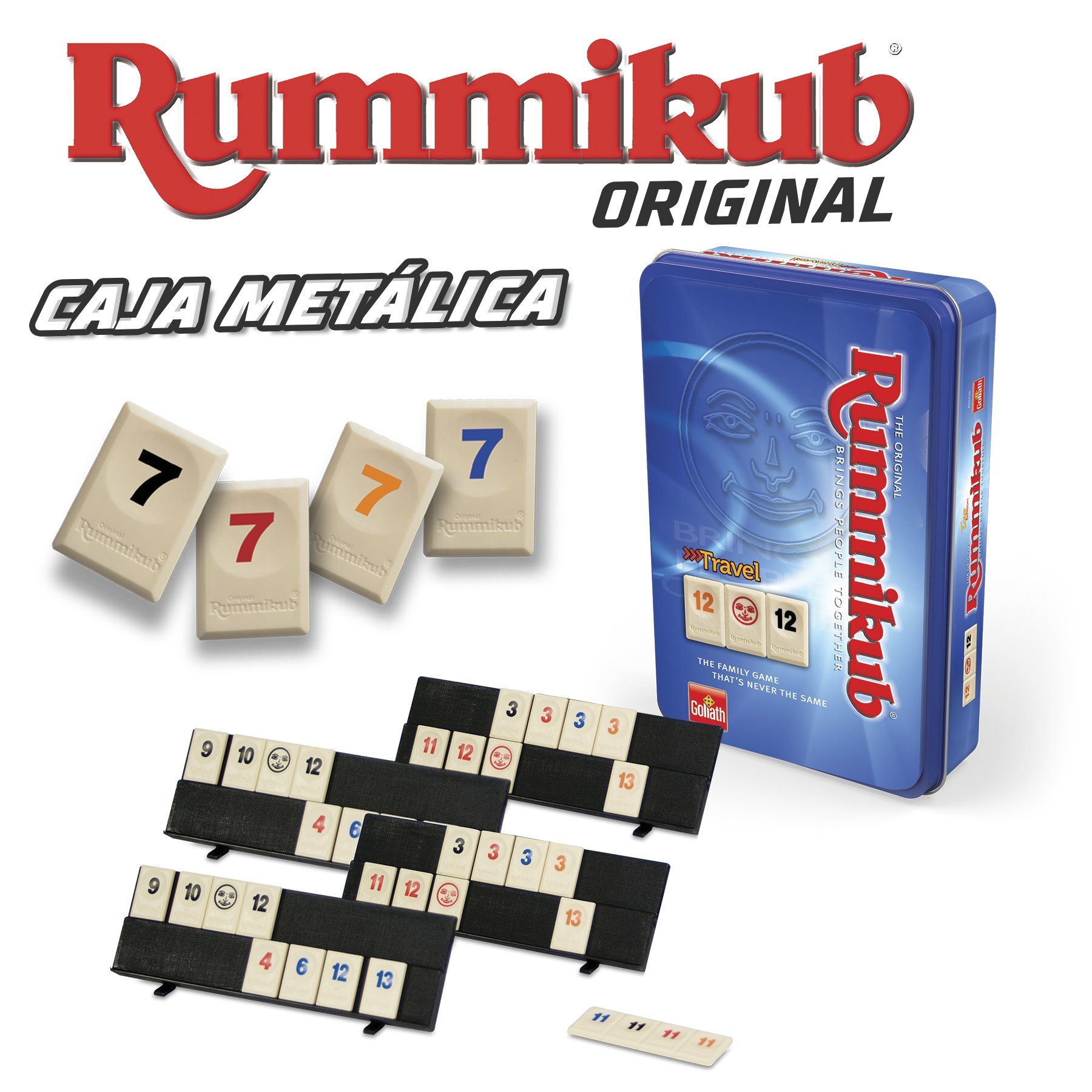 Goliath Juego Rummikub de Viaje en Caja Metálica, Juego de Mesa, 6 a