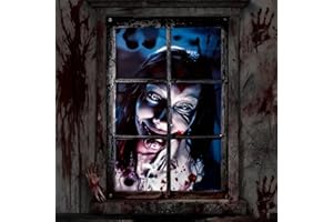 SYNERIX Halloween Fensterbilder Deko Outdoor Innen - Halloween Deko Fenster für Garten und Draußen, Gruselig Fensterdeko Türdeko Party Horror Accessoires für Indoor Aussen, 120 x 80cm