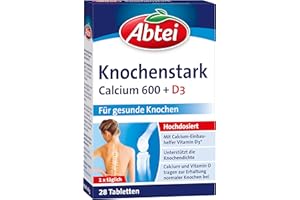 ‎ABTEI Abtei Knochenstark Calcium 600 + D3 - hochdosiert - Nahrungsergänzung für gesunde Knochen - glutenfrei, laktosefrei, für Vegetarier geeignet - 1 x 28 Filmtabletten NEU