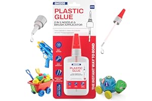 GH1200 (2-IN-1) Plastic Glue with Brush Applicator & Nozzle, Fine Superglue for Plastic, Instant Model Glue for Toys, Crafts, DIY & more