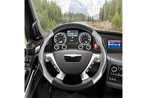 ZATOOTO Couvre Volant Voiture Universel, Housses AntidéRapantes en Fibre de Carbone per Camion, Sport et Respirantes, 44-46cm / 17.3-18.1in, Noir-Sliver