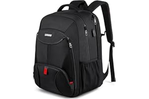 LIGSAN Backpack for Men, Extra Large Travel Laptop Backpack Work Bag Rucksack for Men Women with USB Charging Port Water Resistant Anti Theft Big Business Computer School Backpack, Fits 17 Inch Laptop, Black