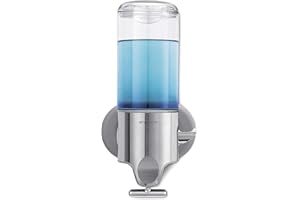 simplehuman BT1034 444 ml pojedyncza ścienna pompa dozująca mydło do mydła, szamponu, odżywki, żelu pod prysznic, nadaje się do łazienki, łatwa instalacja, nierdzewna, szczotkowana stal nierdzewna