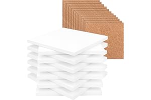 Belle Vous Untersetzer aus weißer Keramik (12 Stück) – 10 x 10 cm – Untersetzer aus Kork und Nicht emaillierter Keramik – Handwerk, Acryl, Alkoholtinte, Malerei, Mosaik & Kunst