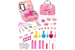 Beeyouk Maquillage Enfant Fille, Lavable Malette Maquillage Enfant, Jouet Maquillage Enfant Carnaval,Coffret Maquillage Enfant 34 Pieces, Cadeau de Noël Anniversaire pour Fille 3 4 5 6 7 8 9 10 Ans