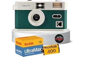 Reusable Film Camera Bundle includes a Green Kodak Ultra F9 Film Camera, Kodak Ultramax 35mm Film 36 Exposures and Clikoze Camera Film Photography Tips Card