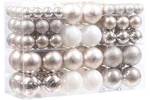 ‎SEA TEAM Sea Team 100 Stück sortierte Christbaumkugeln bruchsicher zum Aufhängen mit wiederverwendbarer Geschenkverpackung für Weihnachtsbaumschmuck Champagner