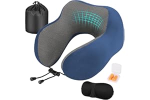 Eono Poduszka Podróżna na Szyję,Wygodna Ergonomiczna Poduszka Podróżna z Pianką z Pamięcią Kształtu do Spania w Samolotach, Pociągach i Biurach