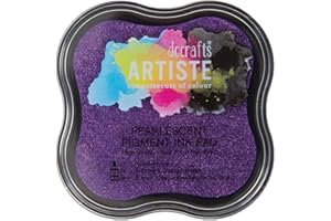 DOCRAFTS ARTISTE Artiste Pigment Pearlescent Violent Ink Pad for Stamping, Embossing Powders, Crafting Supplies, Highly Pigmented Use with Clear Stamps, Rubber Stamps, Ink Pads are Safe Non-Toxic Acid-Free