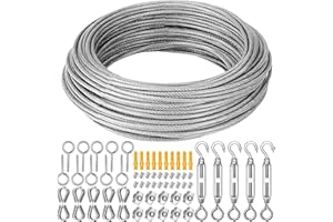 MIUUIPI 40M 2mm Drahtseil, 66 Stück Stahlseil Kit, Spanndraht Seilspanngarnitur, 304 Edelstahl Seil mit Aluminiumhülsen mit ösen Seilspanngarnitur, für Kletterpflanzen Rankhilfe, Wäscheleine, Gardinenseil