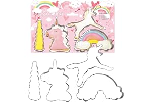 ScrapCooking - 4 Emporte-Pièces Licorne - Découpoirs à Biscuits en Inox - Moules Licorne pour Petits Gâteaux - Accessoires Pâtisserie Cuisine - Anniversaire Enfant Déco Animaux - 2088