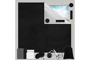 ZOCONE Tela Oscurecedora 145x300cm Estores Opacos sin Taladrar Negra Portátil Tela Opaca Termica Aislante Persianas Interiores Protección Solar para Ventanas Techo Puertas