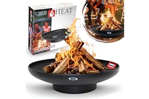 Cuenco de Fuego 60 cm Negro HEAT Outdoor Living - Brasero para el Jardin - Chimenea Exterior & Tonne - 60x60x16 cm