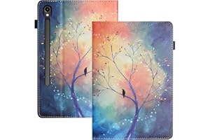 LSPCASA Tablet Case Compatible With Samsung Galaxy Tab S9 SM-X710/X716B PU+TPU Samsung Tab S9 Case With Card Slots Cover For Samsung Tab S9 Case Tree