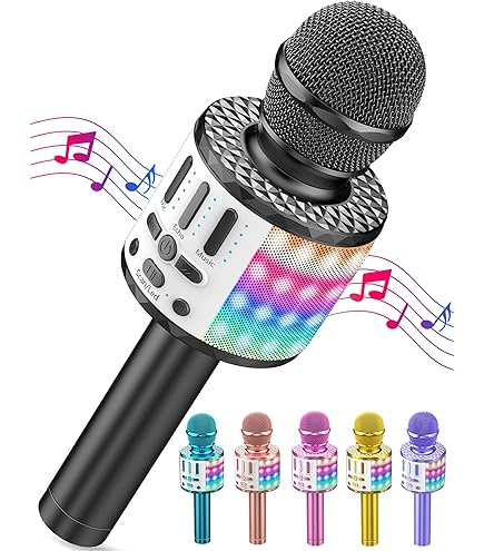Mini Karaoke Machine voor Kinderen Volwassenen met 2 Draadloze Microfoons Draagbare Bluetooth Speler met LED Verlichting Muziekspeler Speelgoed Gifts voor Verjaardagsfeestje (Roze