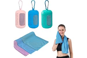 dogmoon kylande handdukar, 3 stycken snabbtorkande sporthandduk med bärbara silikonfodral, kylhanddukar, sporthandduk, mikrofiber för fitness, utomhussporter, (30 x 90 cm, 3 färger)