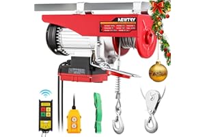 NEWTRY Electric Hoist Lift 300kg/600kg, 12m/6m Lifting Height, 100m Wireless Control, 2m Wire Control, Single/Double Line Use for Home Garage Warehouse 1200W (UK plug)