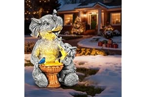 GIGALUMI Statues solaires de Jardin en Forme d'éléphant Aimant lumières pour extérieur, Cour, décoration de Jardin, Cadeaux Uniques de Pendaison de crémaillère pour Maman, Femme