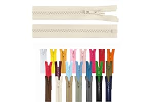 IHS RANGE Reißverschluss teilbar Jackenreißverschluss Kunststoff Krampe Zähne grob 5mm Jacken Mantel Taschen Creme_Beige 55cm